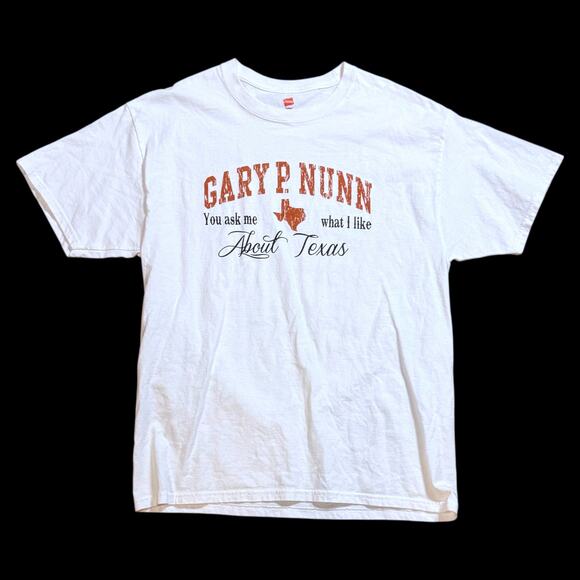 Gary P Nunn Autographed T-Shirt Mens White Graphic Texas Music Signed Tee Sz L - Picture 1 of 6